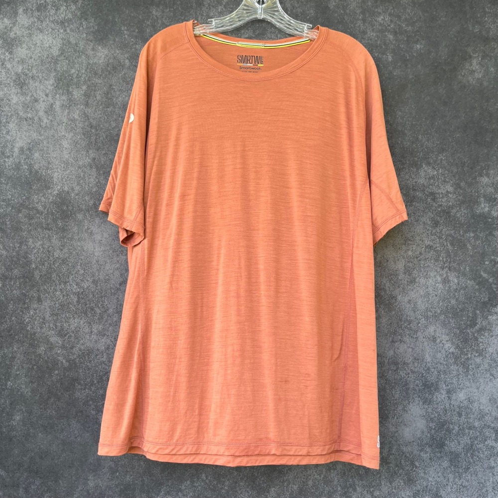 Smartwool Active Mens XL Merino Wool Blend Short Sleeve Tee Burnt Orange Heather